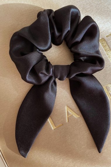 Pure Silk Hair Scrunchie - Black