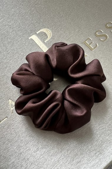 Pure Silk Hair Scrunchie - Chocolate