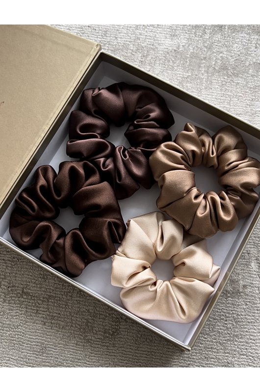 4 Silk  Scrunchies - Set