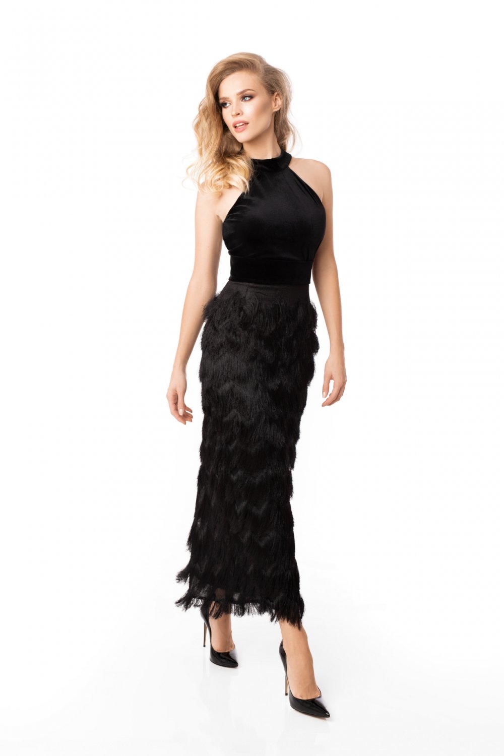 velvet fringe dress