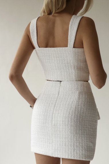 SLIM-CUT TWEED SKIRT AND TOP