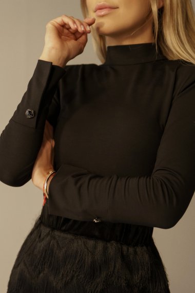 BLACK TOP WITH DECORATIVE BUTTONS