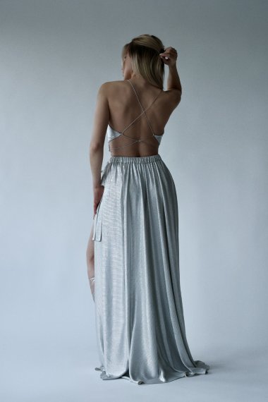 Lumière metallic maxi skirt and top