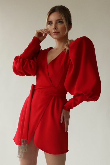 V-NECK RED DRESS