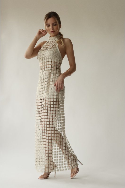  Sheer red carpet guipure dress
