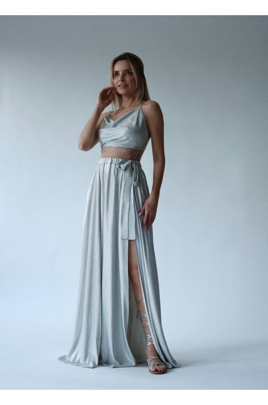 Lumière metallic maxi skirt and top